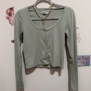 Hollister Light Green Button Down Shirt